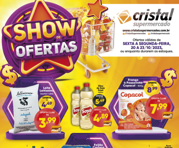 Cristal Supermercado até 23/10/2023