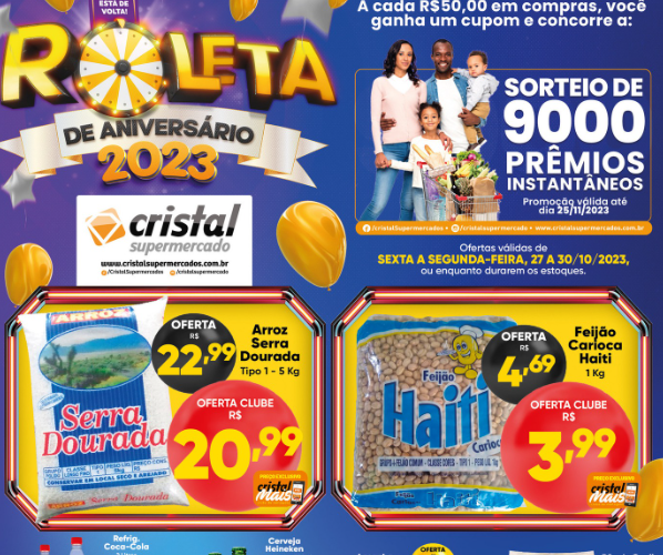 Cristal Supermercado até 30/10/2023