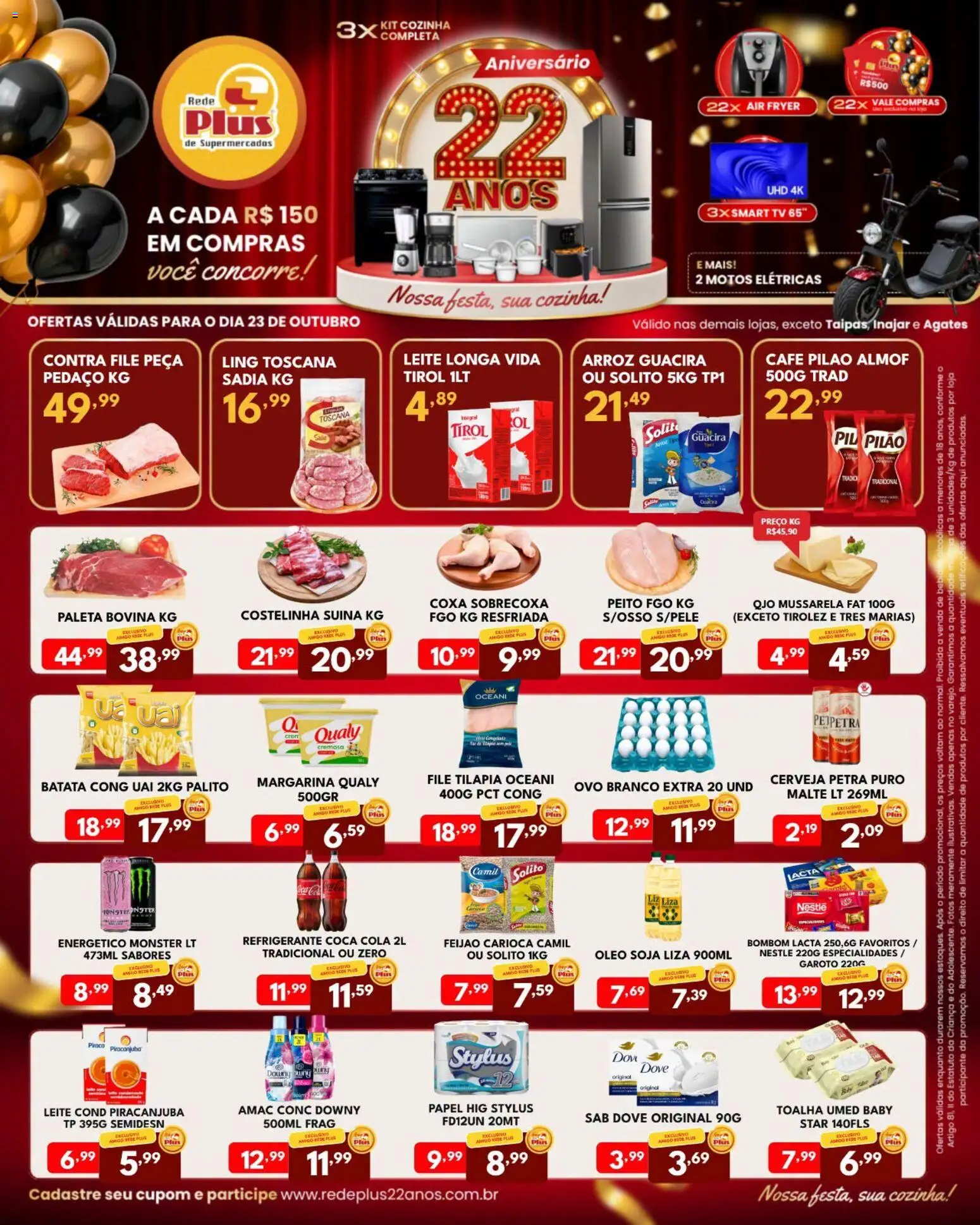 Ofertas Rede Plus Supermercados até 23/10/2026.